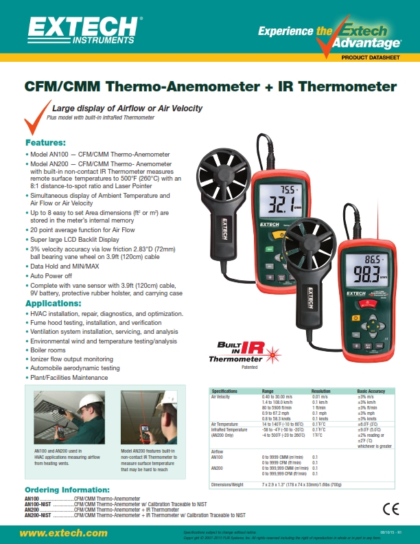 AN100: CFM/CMM Mini Thermo-Anemometer – Smarttools